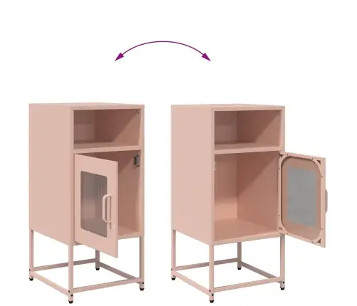 Naktsskapītis Rozā 36X39X78 Cm Auksti Velmēts Tērauds Vidaxl