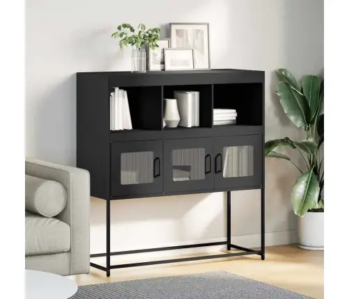 Kumode, Melna, 100,5X39X107 Cm, Auksti Velmēts Tērauds Vidaxl