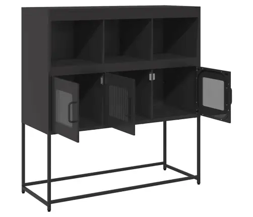 Kumode, Melna, 100,5X39X107 Cm, Auksti Velmēts Tērauds Vidaxl