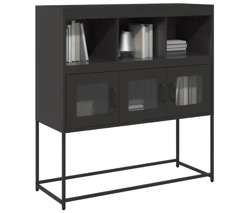 Kumode, Melna, 100,5X39X107 Cm, Auksti Velmēts Tērauds Vidaxl