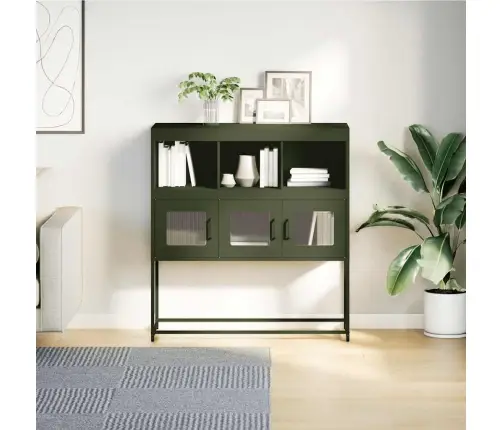 Puhvetkapp, Oliiviroheline, 100,5X39X107cm Külmvaltsitud Teras