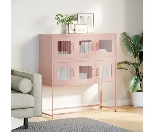 Kumode, Rozā, 100,5X39X107 Cm, Auksti Velmēts Tērauds Vidaxl