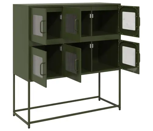 Kumode, Olīvzaļa, 100,5X39X107 Cm, Auksti Velmēts Tērauds Vidaxl