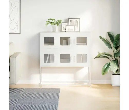 Kumode, Balta, 100,5X39X107 Cm, Auksti Velmēts Tērauds Vidaxl