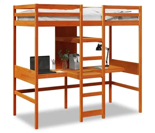 Kõrge Voodi Ilma Madratsita, Vahapruun, 80X200 Cm , Männipuit