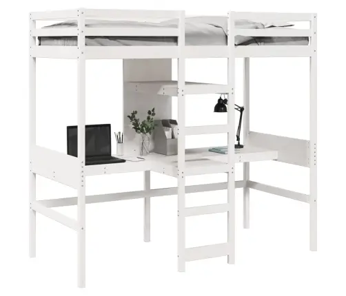 Kõrge Voodi Ilma Madratsita, Valge, 90X190 cm Männipuit