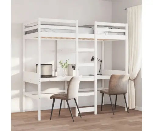 Kõrge Voodi Ilma Madratsita, Valge, 90X190 cm Männipuit