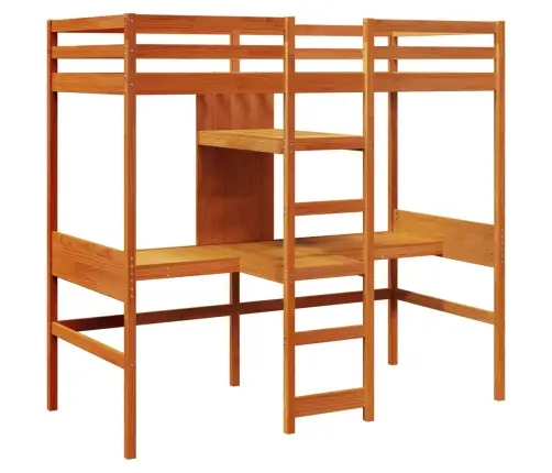 Kõrge Voodi Ilma Madratsita, Vahapruun, 90X190 cm Männipuit