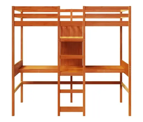 Kõrge Voodi Ilma Madratsita, Vahapruun, 90X190 cm Männipuit