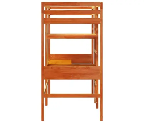 Kõrge Voodi Ilma Madratsita, Vahapruun, 90X190 cm Männipuit