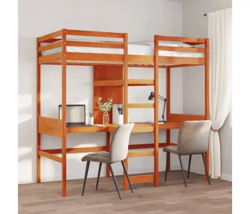 Kõrge Voodi Ilma Madratsita, Vahapruun, 90X190 cm Männipuit