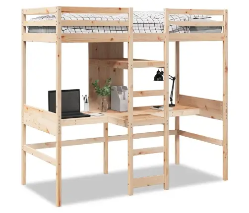 Augstās Gultas Rāmis Bez Matrača, 75X190 Cm, Priedes Masīvkoks Vidaxl