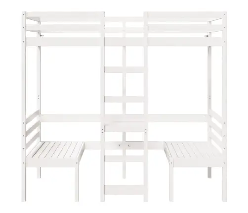 Aukšta Lova Su Stalu Ir Kėdėmis, Balta, 90X200cm Pušis