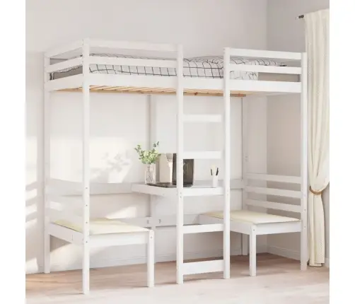 Augstās Gultas Rāmis, Galds, Krēsli, 80X200 Cm, Priedes Koks Vidaxl