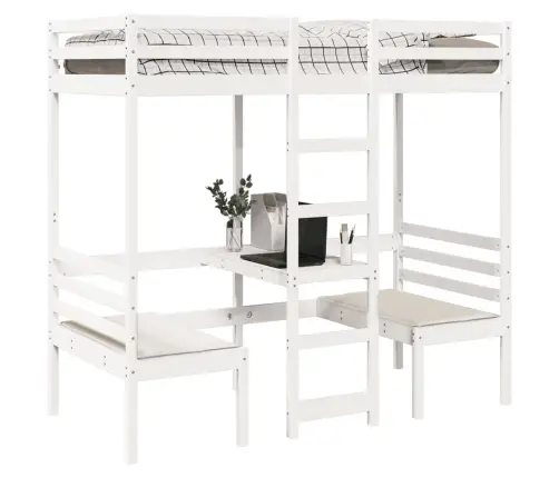 Augstās Gultas Rāmis, Galds, Krēsli, 80X200 Cm, Priedes Koks Vidaxl