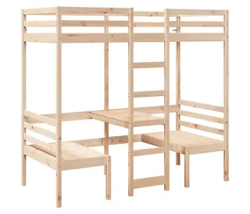 Augstās Gultas Rāmis, Galds, Krēsli, 90X190 Cm, Priedes Koks Vidaxl Augstās Gultas Rāmis, Galds, Krēsli, 90X190 Cm, Priedes Koks Vidaxl