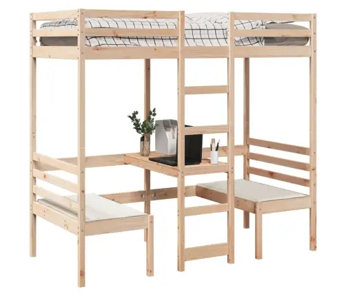 Augstās Gultas Rāmis, Galds, Krēsli, 90X190 Cm, Priedes Koks Vidaxl Augstās Gultas Rāmis, Galds, Krēsli, 90X190 Cm, Priedes Koks Vidaxl