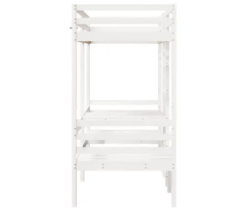 Kõrge Voodi Koos Kirjutuslaua Ja Toolidega, 90X190 Cm Männipuit