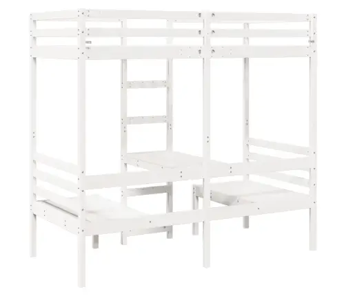 Kõrge Voodi Koos Kirjutuslaua Ja Toolidega, 90X190 Cm Männipuit