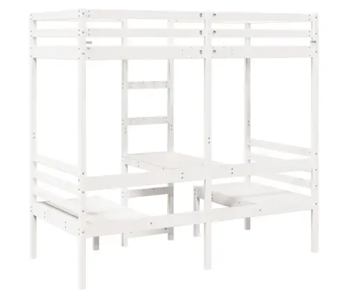 Aukšta Lova Su Stalu Ir Kėdėmis, Balta, 75X190cm Pušis