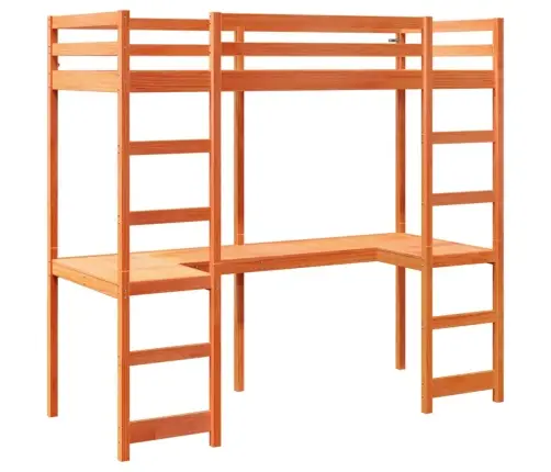 Aukštas Lovos Rėmas Be Čiužinio, Vaško Rudas, 80X200cm Pušis