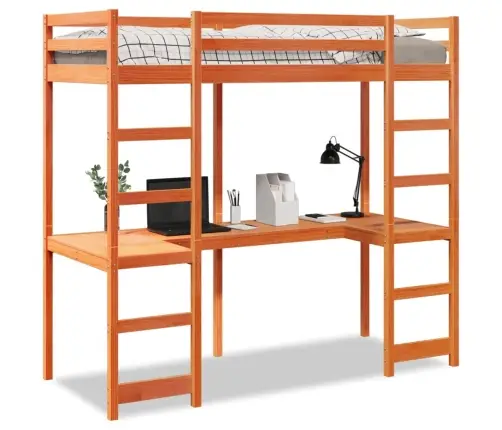 Aukštas Lovos Rėmas Be Čiužinio, Vaško Rudas, 75X190cm Pušis