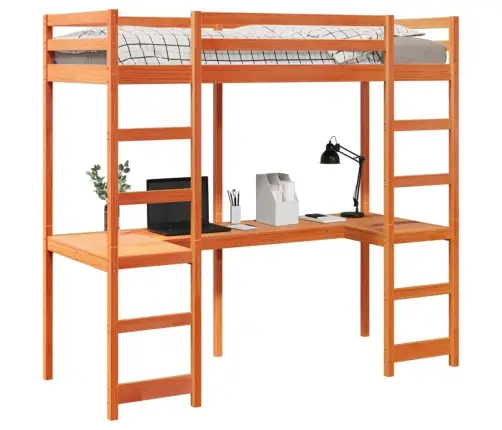 Aukštas Lovos Rėmas Be Čiužinio, Vaško Rudas, 75X190cm Pušis