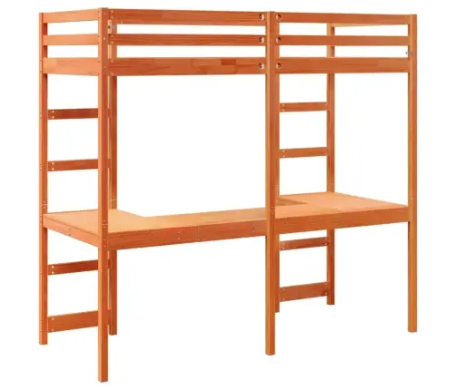 Aukštas Lovos Rėmas Be Čiužinio, Vaško Rudas, 75X190cm Pušis