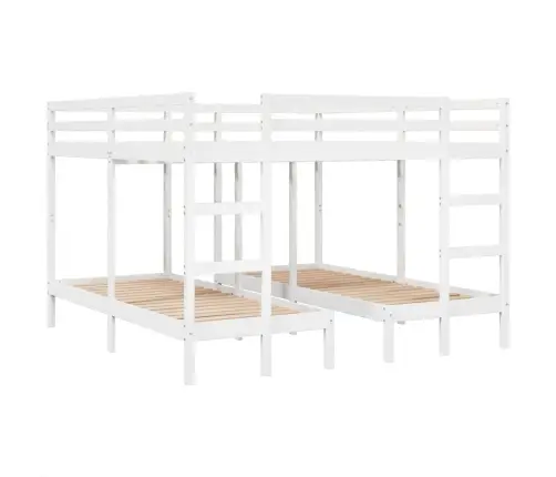 Trīsstāvu Gulta, Balta, 200X200/80X200 Cm, Priedes Masīvkoks Vidaxl