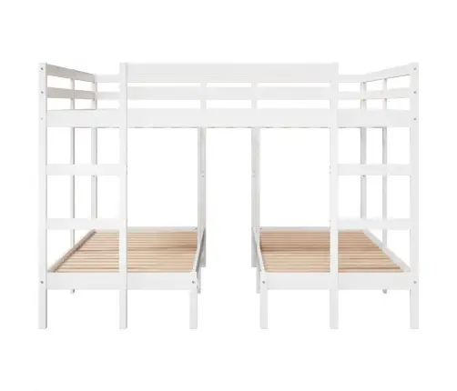 Trīsstāvu Gulta, Balta, 200X200/80X200 Cm, Priedes Masīvkoks Vidaxl