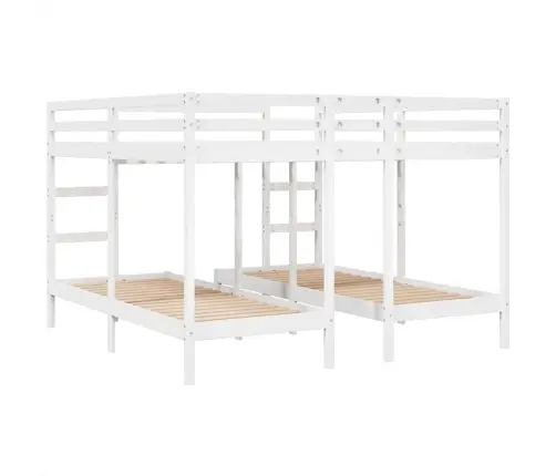 Trīsstāvu Gulta, Balta, 200X200/80X200 Cm, Priedes Masīvkoks Vidaxl