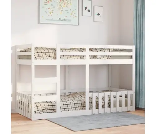 Divstāvu Gulta, Balta, 80X200 Cm, Priedes Masīvkoks Vidaxl