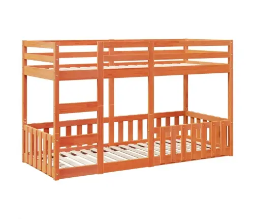 Divstāvu Gulta, Vaska Brūna, 80X200 Cm, Priedes Masīvkoks Vidaxl