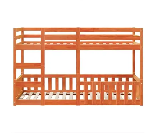 Divstāvu Gulta, Vaska Brūna, 80X200 Cm, Priedes Masīvkoks Vidaxl