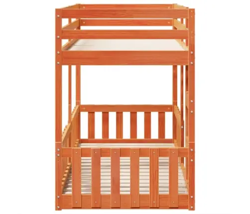 Divstāvu Gulta, Vaska Brūna, 80X200 Cm, Priedes Masīvkoks Vidaxl