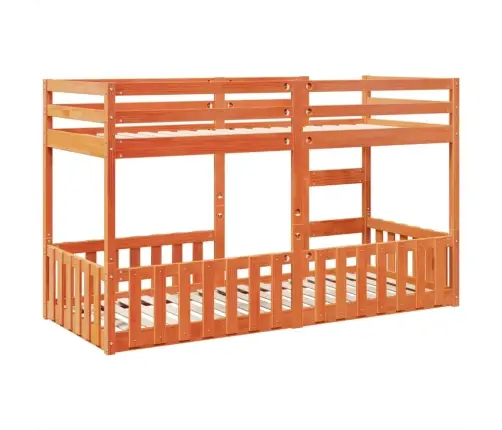 Divstāvu Gulta, Vaska Brūna, 80X200 Cm, Priedes Masīvkoks Vidaxl