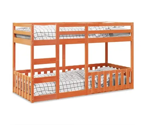 Divstāvu Gulta, Vaska Brūna, 80X200 Cm, Priedes Masīvkoks Vidaxl