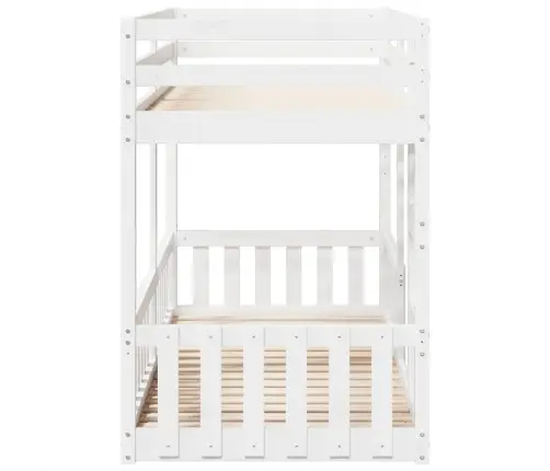 Divstāvu Gulta, Balta, 90X200 Cm, Priedes Masīvkoks Vidaxl