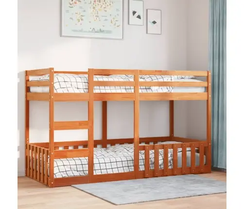 Divstāvu Gulta, Vaska Brūna, 90X200 Cm, Priedes Masīvkoks Vidaxl