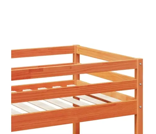 Divstāvu Gulta, Vaska Brūna, 90X200 Cm, Priedes Masīvkoks Vidaxl