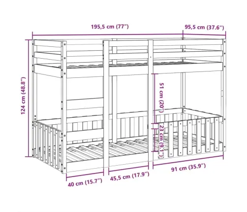 Narivoodi, Valge, 90 X 190 cm Männipuit