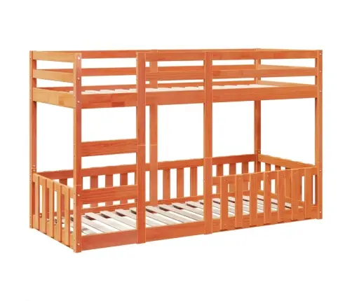 Divstāvu Gulta, Vaska Brūna, 75X190 Cm, Priedes Masīvkoks Vidaxl