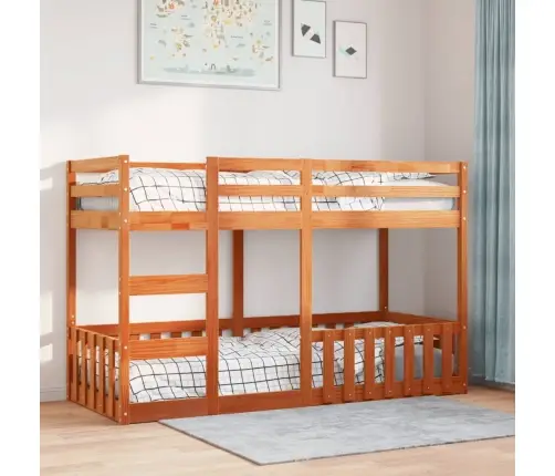 Divstāvu Gulta, Vaska Brūna, 75X190 Cm, Priedes Masīvkoks Vidaxl