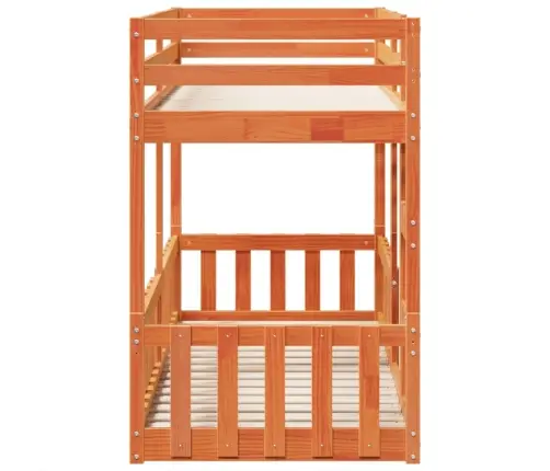 Divstāvu Gulta, Vaska Brūna, 75X190 Cm, Priedes Masīvkoks Vidaxl