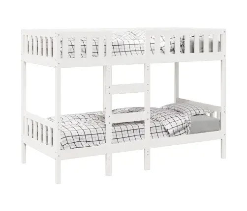 Divstāvu Gulta, Balta, 80X200 Cm, Priedes Masīvkoks Vidaxl