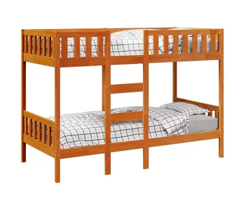 Dviaukštė Lova, Vaško Ruda, 80X200cm Pušies Medienos Masyvas