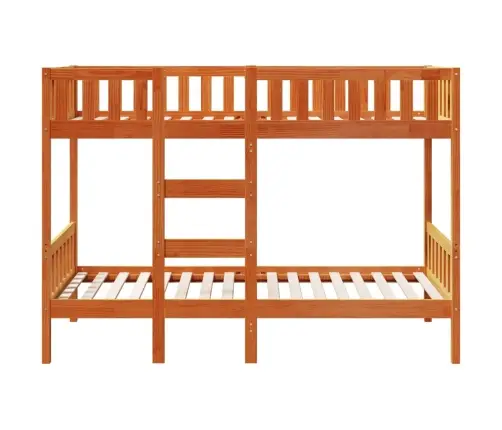 Dviaukštė Lova, Vaško Ruda, 80X200cm Pušies Medienos Masyvas