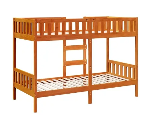 Dviaukštė Lova, Vaško Ruda, 80X200cm Pušies Medienos Masyvas