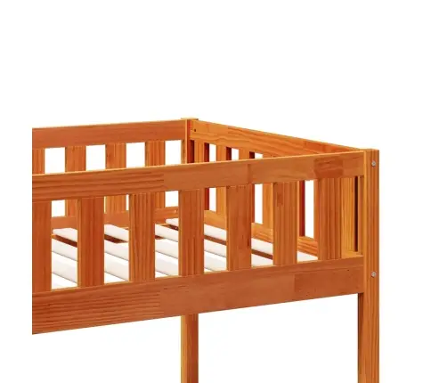 Dviaukštė Lova, Vaško Ruda, 80X200cm Pušies Medienos Masyvas