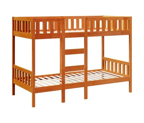 Divstāvu Gulta, Vaska Brūna, 90X190 Cm, Priedes Masīvkoks Vidaxl